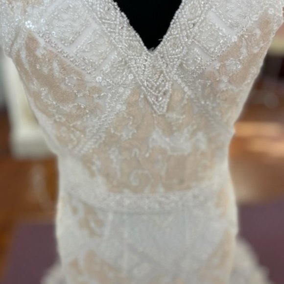 Sweetheart Beaded Calla Blanche Wedding Dress - Picture 3 of 7
